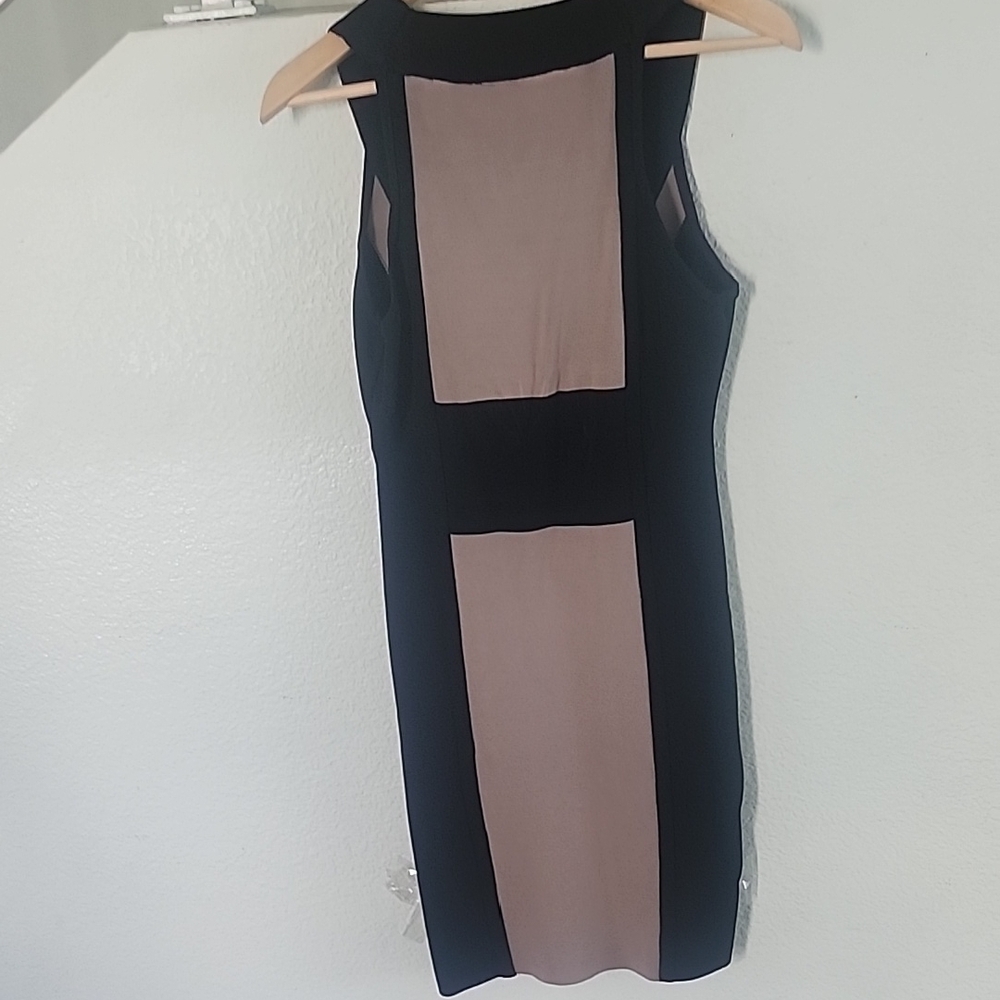 BCBGMaxazria Black and Taupe Colorblock Mini Dress - Picture 8 of 10